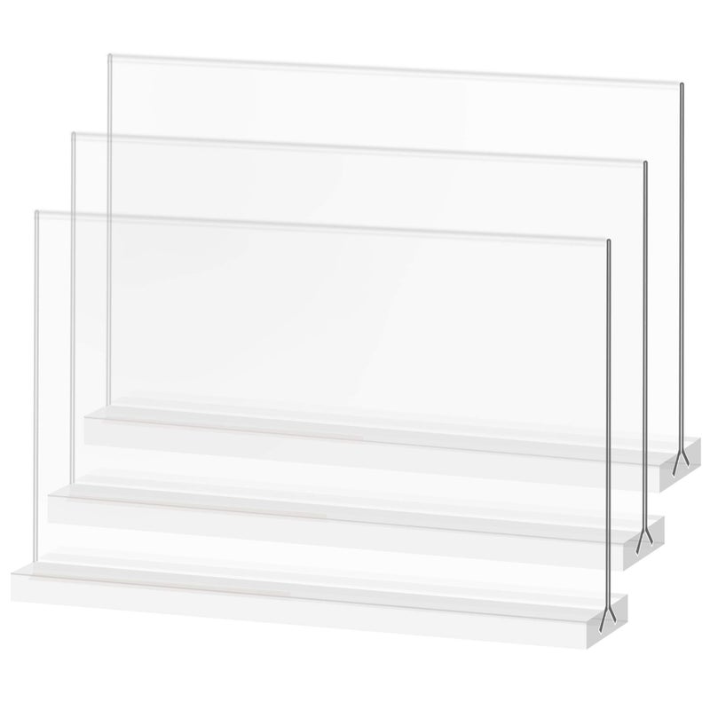 newnewshow Acrylic Sign Holder 11x8.5 Inch 3 Pack Horizontal T Shape Double-Sided Desktop Display Holder. (Optional 8.5x11 8.5x5.5 5x7 Horizontal and Vertical) - Image 1